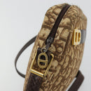 Christian Dior Trotter Canvas Shoulder Bag Brown Gold Auth 177248A-15