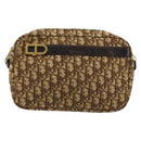 Christian Dior Trotter Canvas Shoulder Bag Brown Gold Auth 177248A-2