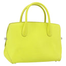 Christian Dior Open Bar Hand Bag Leather Yellow Silver Auth 177259A-1