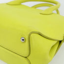 Christian Dior Open Bar Hand Bag Leather Yellow Silver Auth 177259A-10