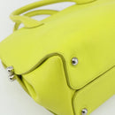 Christian Dior Open Bar Hand Bag Leather Yellow Silver Auth 177259A-11