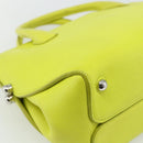 Christian Dior Open Bar Hand Bag Leather Yellow Silver Auth 177259A-13