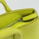 Christian Dior Open Bar Hand Bag Leather Yellow Silver Auth 177259A-14
