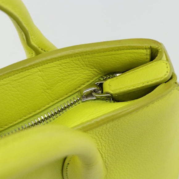 Christian Dior Open Bar Hand Bag Leather Yellow Silver Auth 177259A