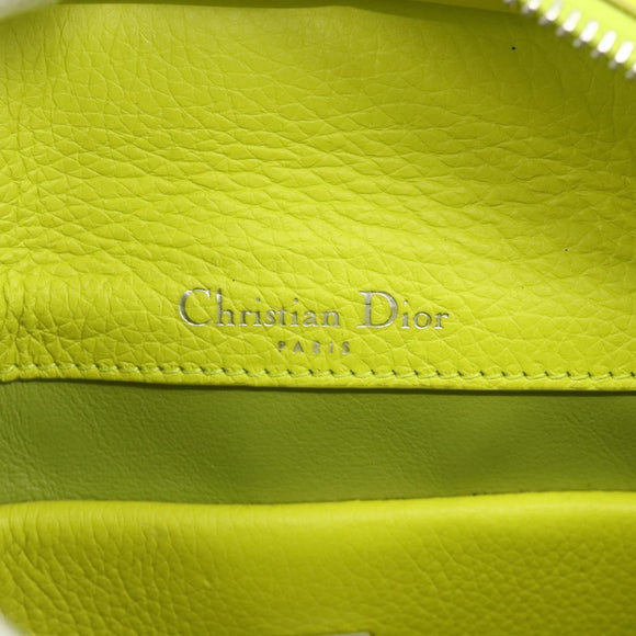 Christian Dior Open Bar Hand Bag Leather Yellow Silver Auth 177259A