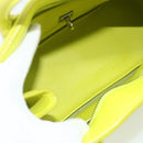 Christian Dior Open Bar Hand Bag Leather Yellow Silver Auth 177259A-16