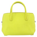 Christian Dior Open Bar Hand Bag Leather Yellow Silver Auth 177259A-2
