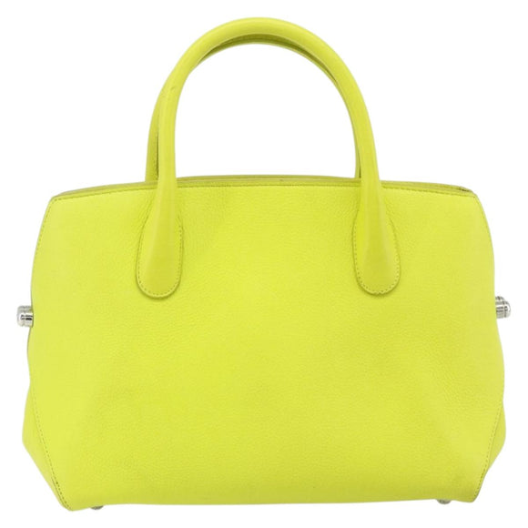 Christian Dior Open Bar Hand Bag Leather Yellow Silver Auth 177259A