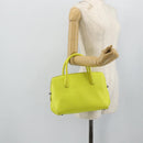 Christian Dior Open Bar Hand Bag Leather Yellow Silver Auth 177259A-21