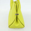 Christian Dior Open Bar Hand Bag Leather Yellow Silver Auth 177259A-5