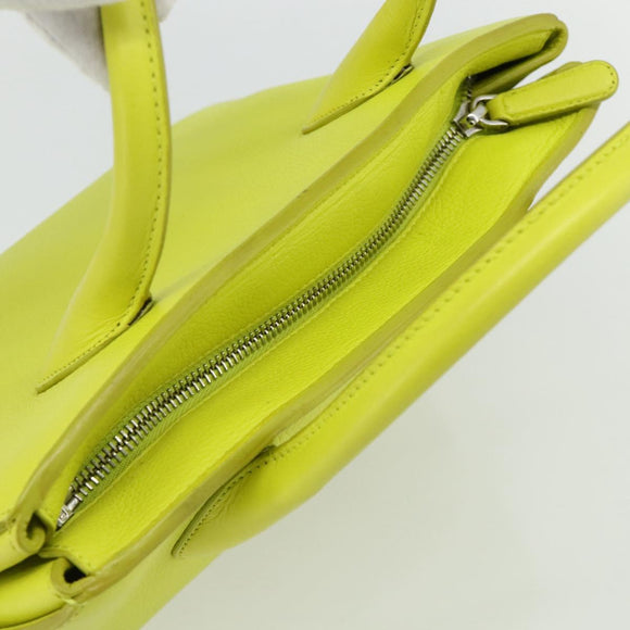 Christian Dior Open Bar Hand Bag Leather Yellow Silver Auth 177259A