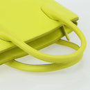 Christian Dior Open Bar Hand Bag Leather Yellow Silver Auth 177259A-7