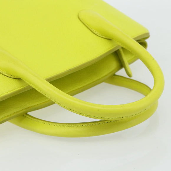 Christian Dior Open Bar Hand Bag Leather Yellow Silver Auth 177259A