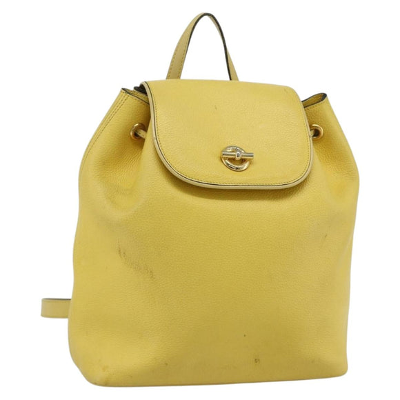 CELINE Backpack Leather Yellow Gold Auth 177264