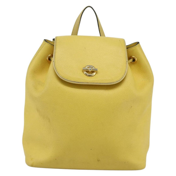 CELINE Backpack Leather Yellow Gold Auth 177264