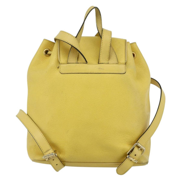 CELINE Backpack Leather Yellow Gold Auth 177264
