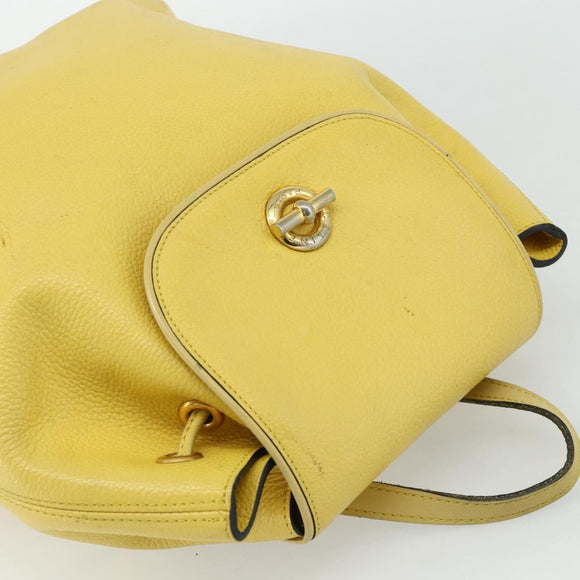 CELINE Backpack Leather Yellow Gold Auth 177264