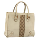 GUCCI GG Canvas Hand Bag Leather Beige Gold 120895 Auth 177265-1