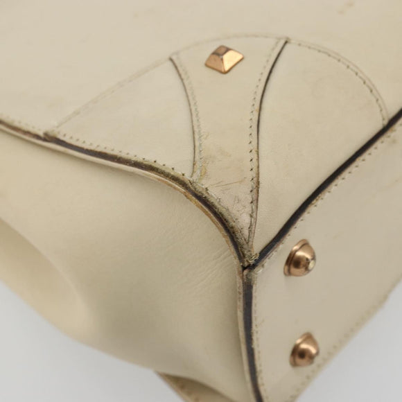 GUCCI GG Canvas Hand Bag Leather Beige Gold 120895 Auth 177265
