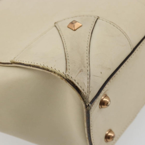 GUCCI GG Canvas Hand Bag Leather Beige Gold 120895 Auth 177265
