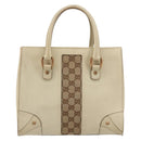 GUCCI GG Canvas Hand Bag Leather Beige Gold 120895 Auth 177265-13