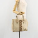 GUCCI GG Canvas Hand Bag Leather Beige Gold 120895 Auth 177265-22