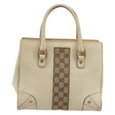 GUCCI GG Canvas Hand Bag Leather Beige Gold 120895 Auth 177265-2