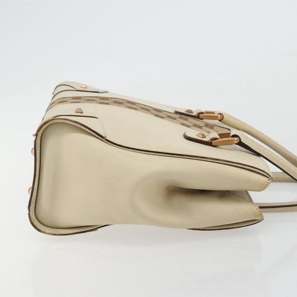 GUCCI GG Canvas Hand Bag Leather Beige Gold 120895 Auth 177265