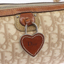 Christian Dior Trotter Canvas Romantic Schoudertas PVC Beige Zilver Auth 177266-17