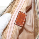 Christian Dior Trotter Canvas Romantic Schoudertas PVC Beige Zilver Auth 177266-19