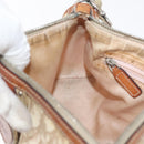 Christian Dior Trotter Canvas Romantic Schoudertas PVC Beige Zilver Auth 177266-21