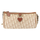 Christian Dior Trotter Canvas Romantic Schoudertas PVC Beige Zilver Auth 177266-13