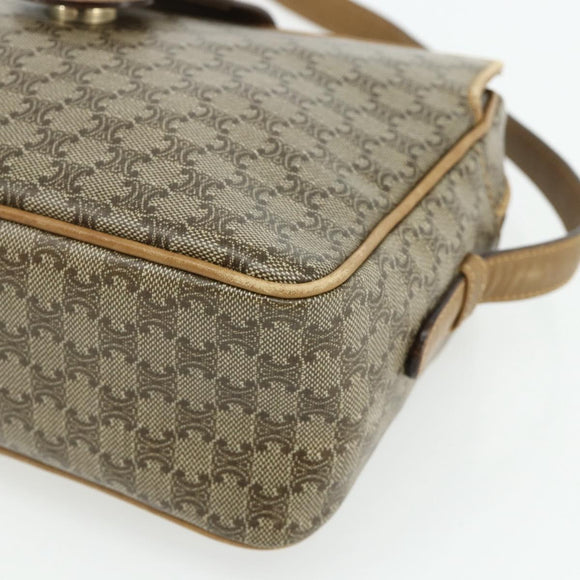 CELINE Macadam Canvas Shoulder Bag PVC Beige Gold Auth 177275A