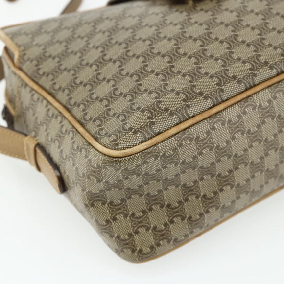 CELINE Macadam Canvas Shoulder Bag PVC Beige Gold Auth 177275A
