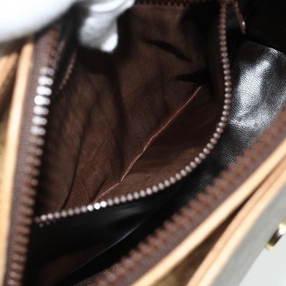 CELINE Macadam Canvas Shoulder Bag PVC Beige Gold Auth 177275A