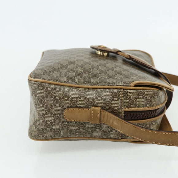 CELINE Macadam Canvas Shoulder Bag PVC Beige Gold Auth 177275A