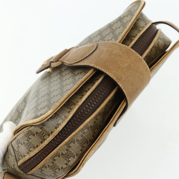 CELINE Macadam Canvas Shoulder Bag PVC Beige Gold Auth 177275A