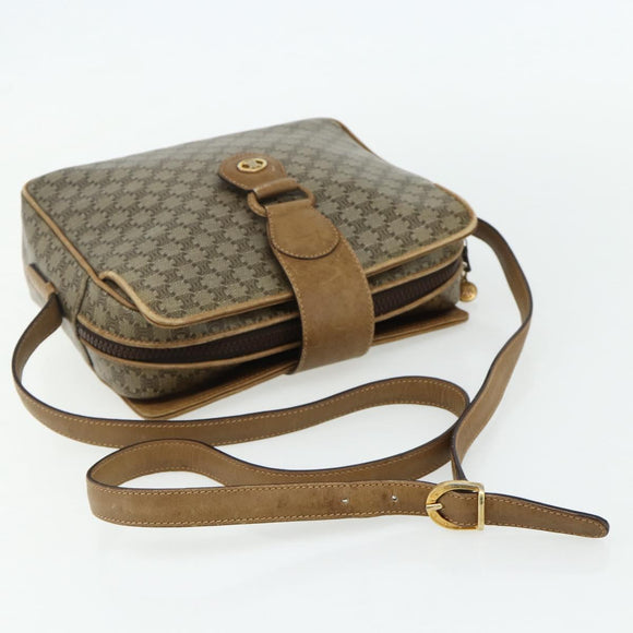 CELINE Macadam Canvas Shoulder Bag PVC Beige Gold Auth 177275A