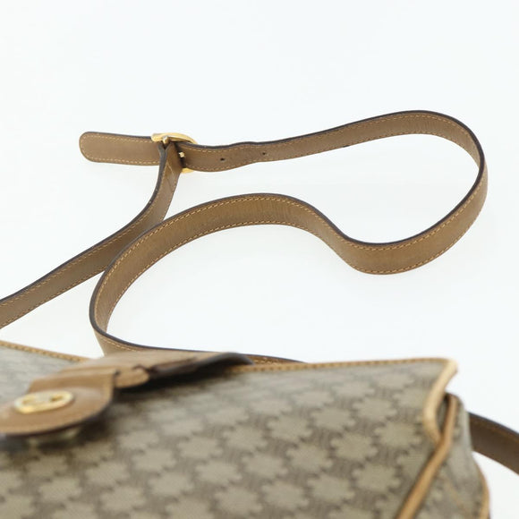 CELINE Macadam Canvas Shoulder Bag PVC Beige Gold Auth 177275A