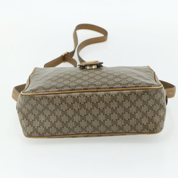 CELINE Macadam Canvas Shoulder Bag PVC Beige Gold Auth 177275A