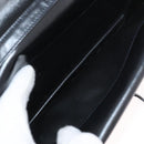 CELINE Double Flap Shoulder Bag Leather Black Gold Auth 177277A-18