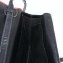 CELINE Double Flap Shoulder Bag Leather Black Gold Auth 177277A-19