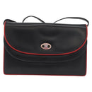 CELINE Double Flap Shoulder Bag Leather Black Gold Auth 177277A-2