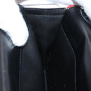 CELINE Double Flap Shoulder Bag Leather Black Gold Auth 177277A-20