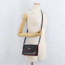 CELINE Double Flap Shoulder Bag Leather Black Gold Auth 177277A-24