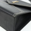 SAINT LAURENT Handtas Leer Zwart Goud Auth 177280A-9