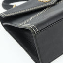 SAINT LAURENT Handtas Leer Zwart Goud Auth 177280A-14