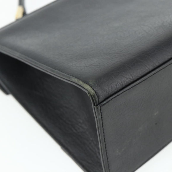 SAINT LAURENT Handtas Leer Zwart Goud Auth 177280A