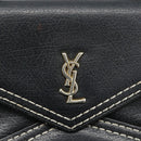SAINT LAURENT Hand Bag Leather Black Gold Auth 177280A-17