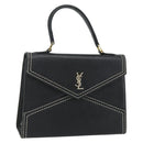 SAINT LAURENT Handtas Leer Zwart Goud Auth 177280A-1